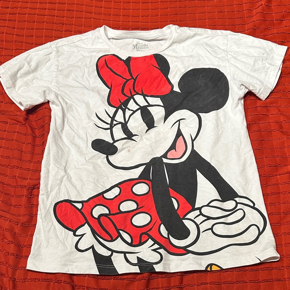 Disney Minnie Mouse Kids T-Shirt - White and Black with Red Accents